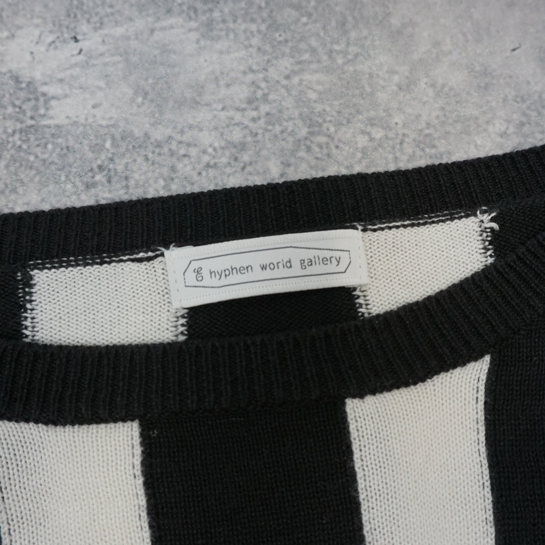 Hyphen World Gallery Striped Cropped Knit Top