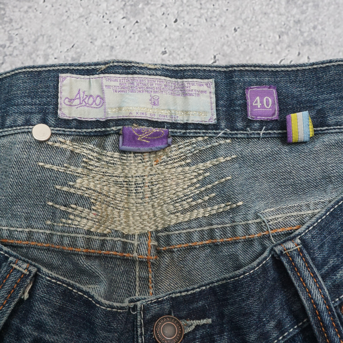 2000s Akoo Embroidered Baggy Jeans