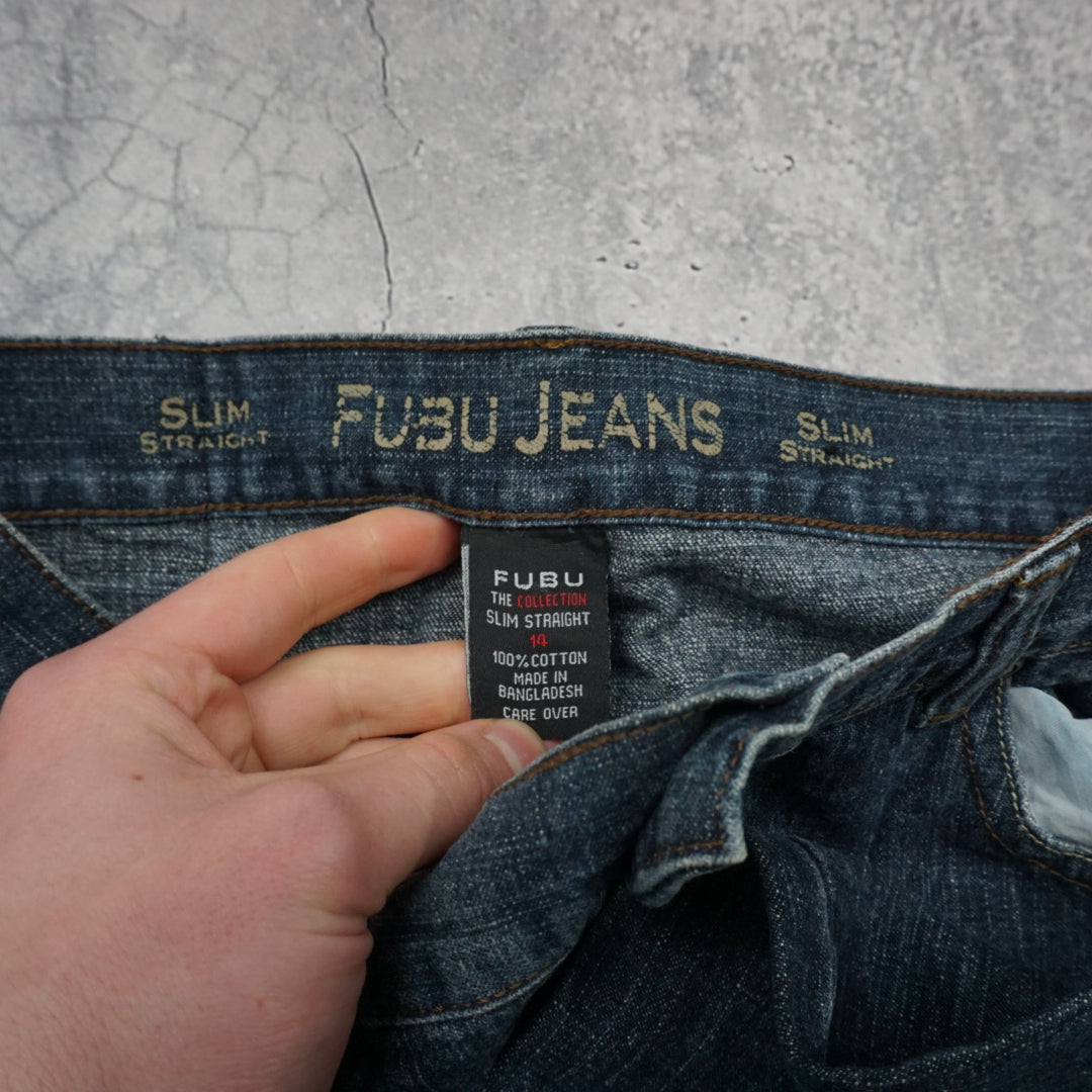 2000s Fubu Slim Straight Embroidered Jeans