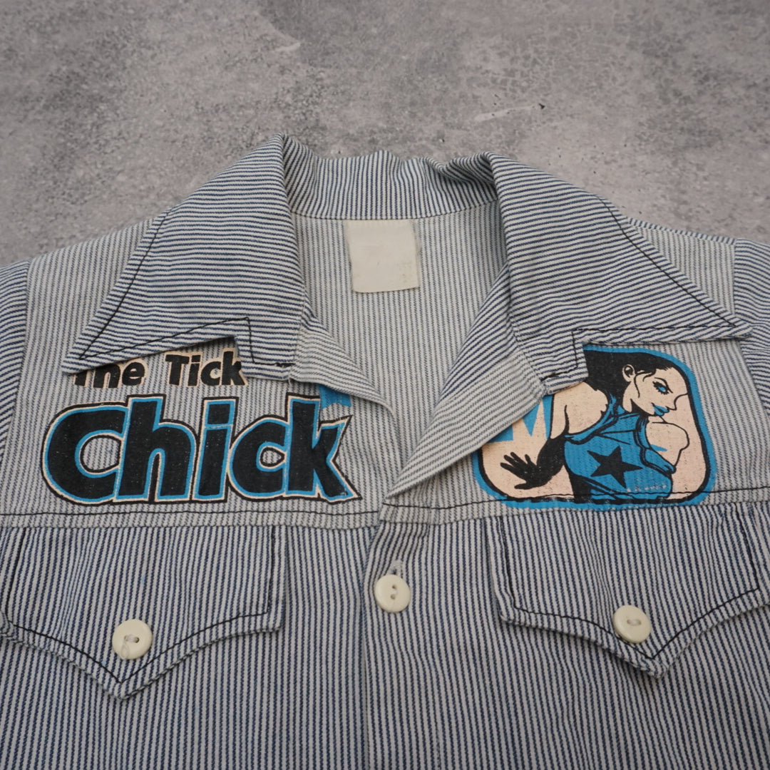 2000s Graphic Striped Shirt