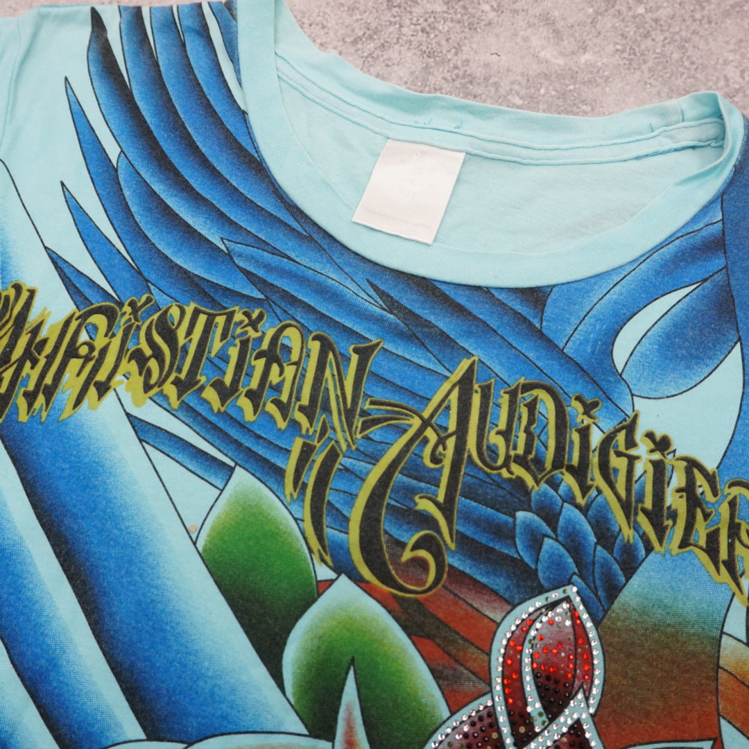 Christian Audigier Graphic Floral T-Shirt