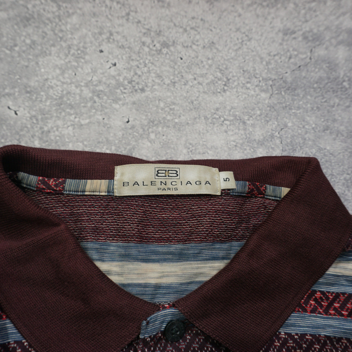 2000s Balenciaga Striped Pattern Polo