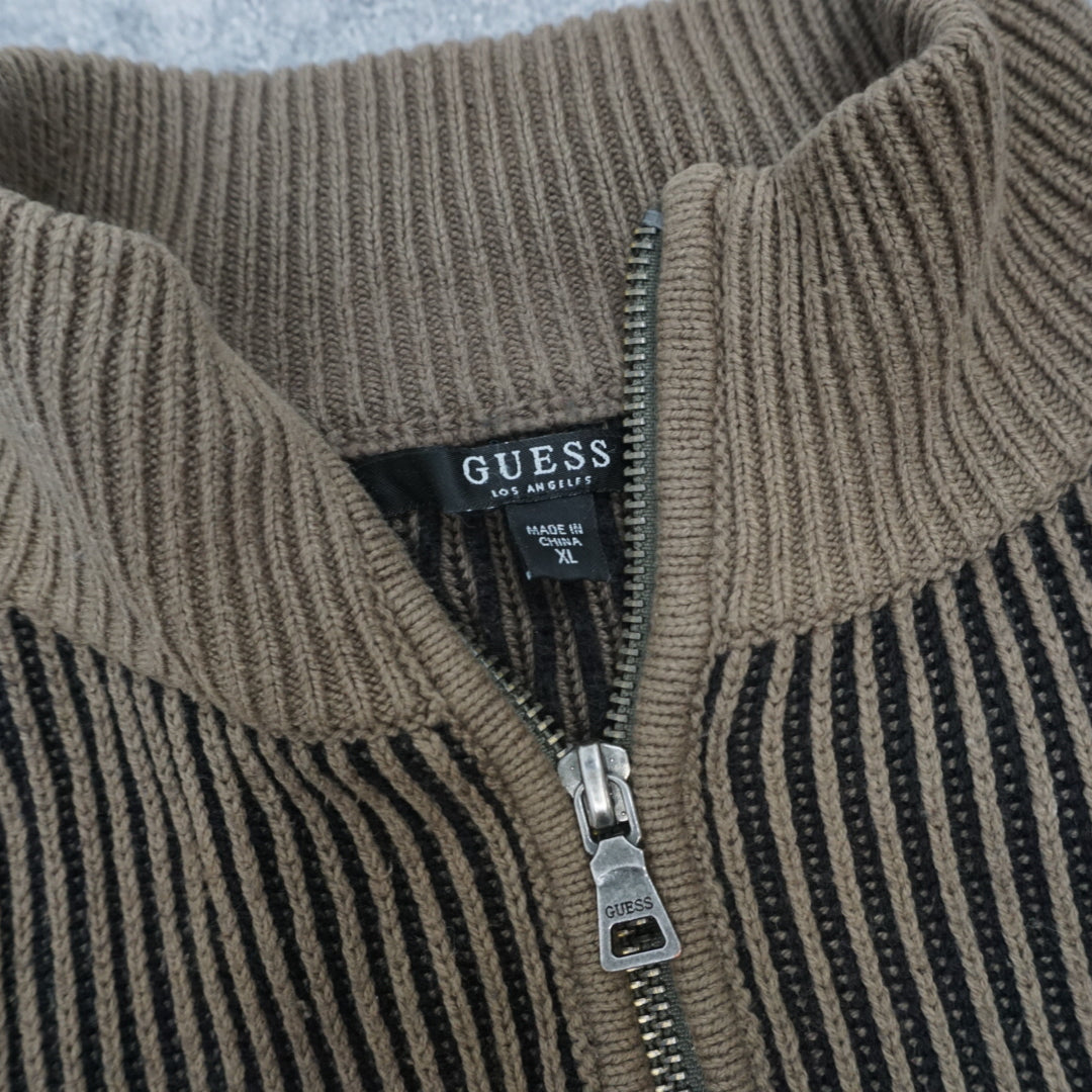 2000s Guess Knit Striped Zip Up