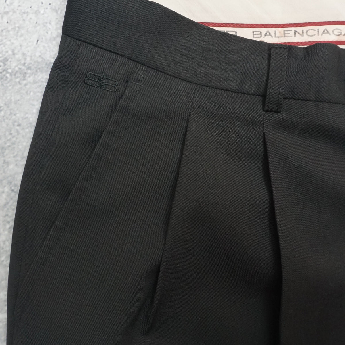 2000s Balenciaga Black Pleated Suit Pants