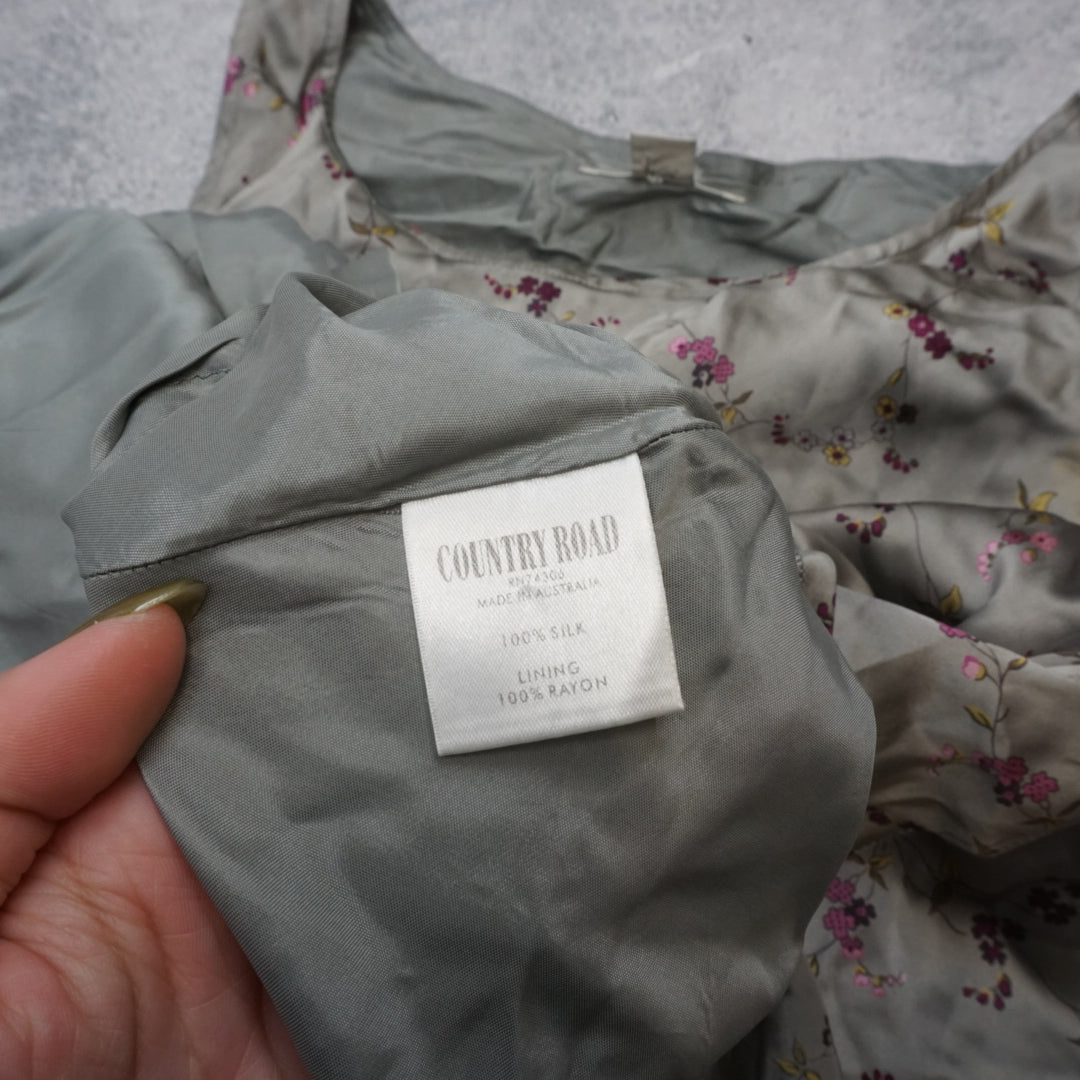 90s Country Road Floral Silk Slip Dress