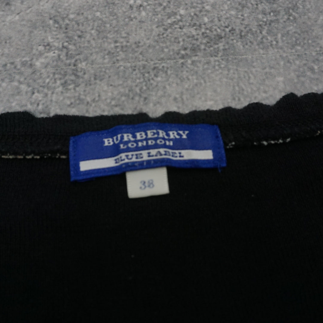 2000s Burberry London Blue Label Nova Check Trim Ruffle Tank Top Top