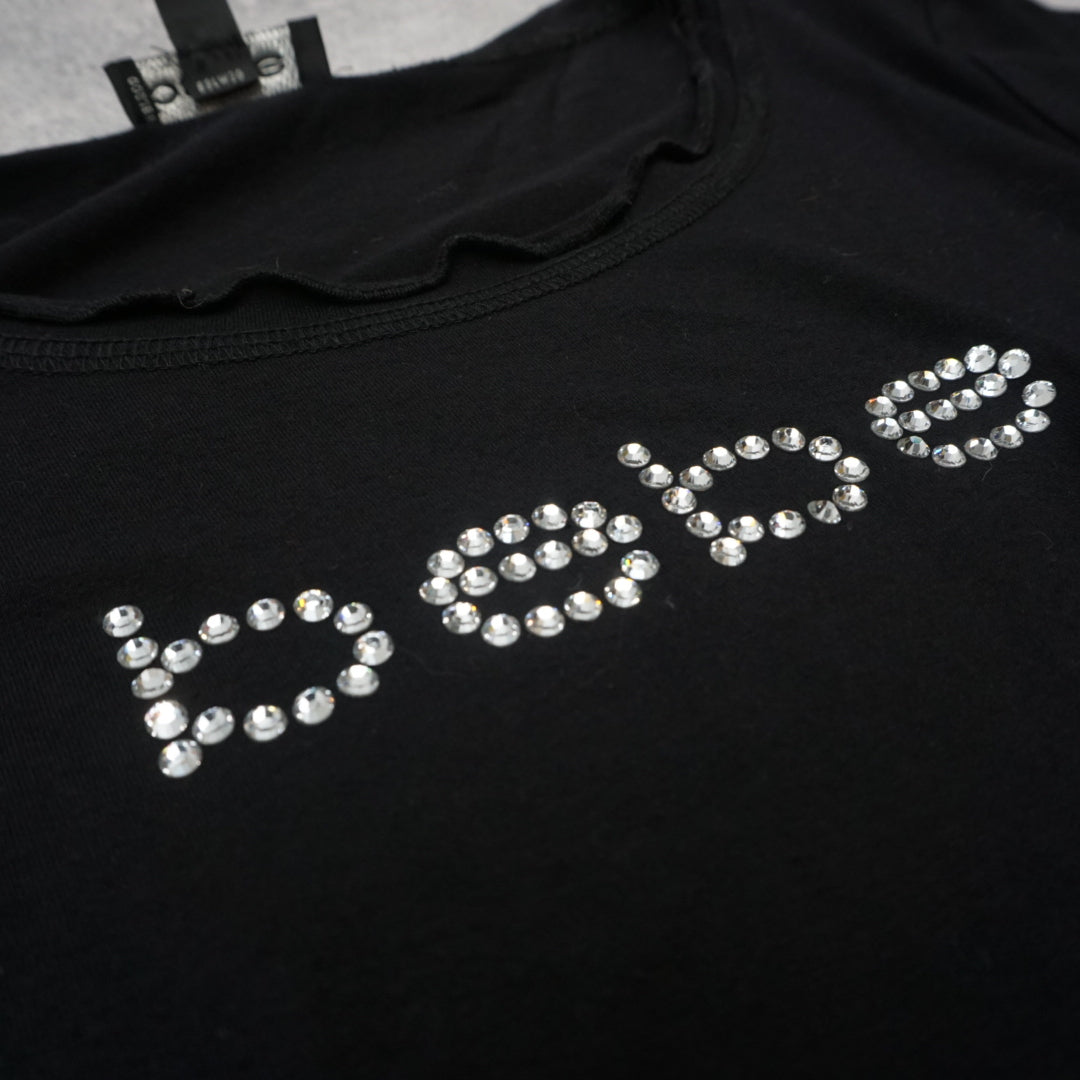 2000s Bebe Rhinestone Graphic T-Shirt