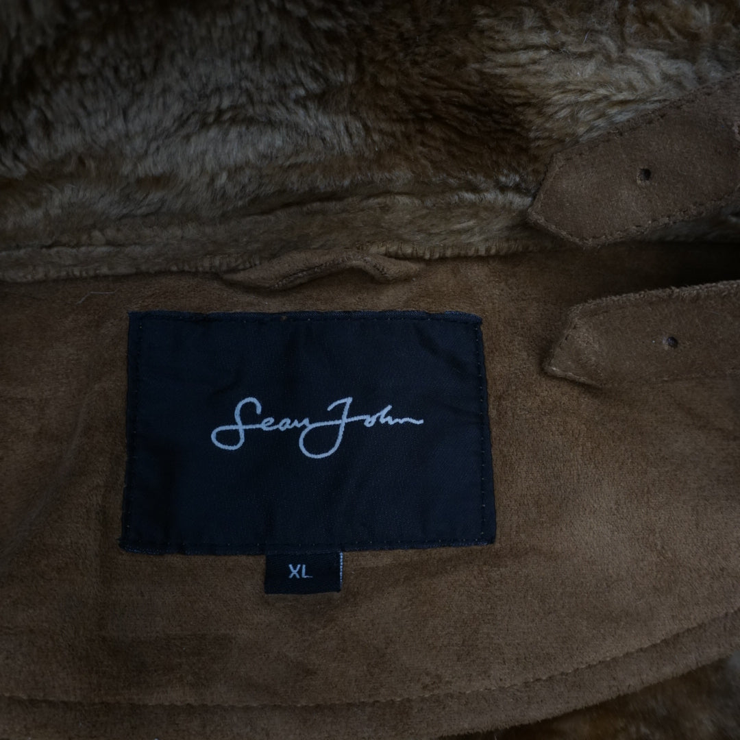 Sean John Faux Shearling Suede Bomber Jacket