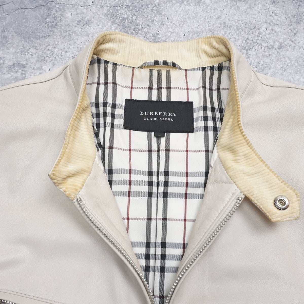 2000s Burberry Cream Leather Jacket