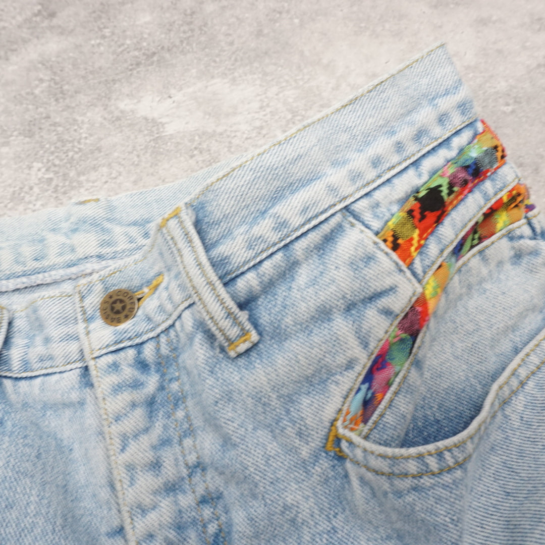 90s Corfu Multicolour Trim High Waist Jeans