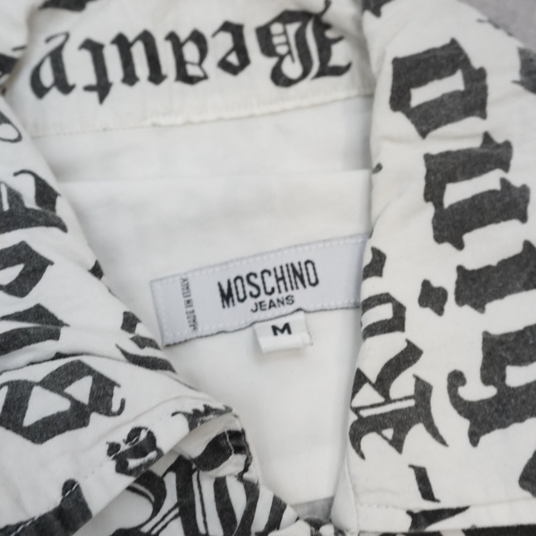 90s Moschino Jeans Text Print Button Up Shirt