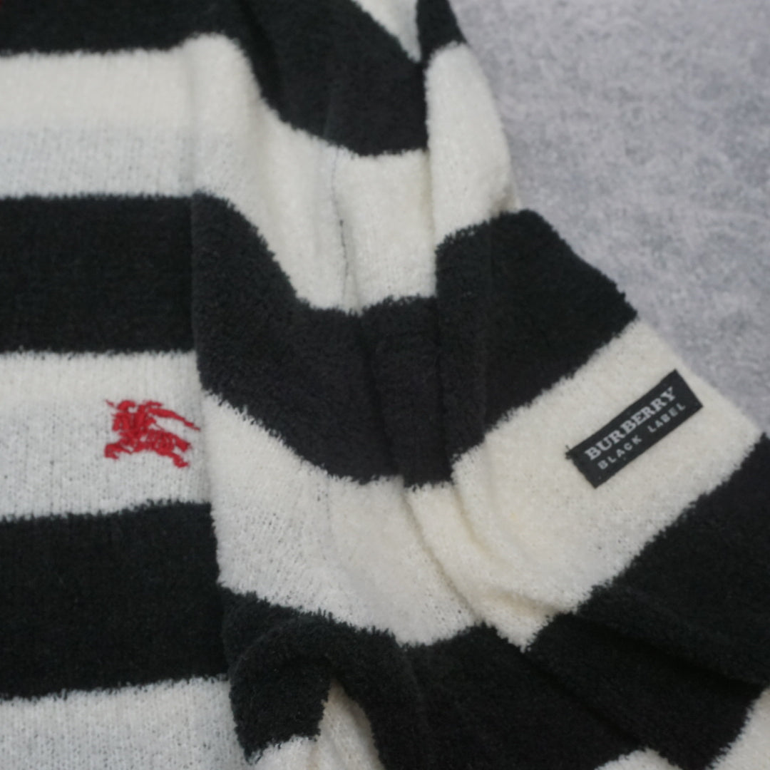 2000s Burberry Black Label Striped V-neck Sweater