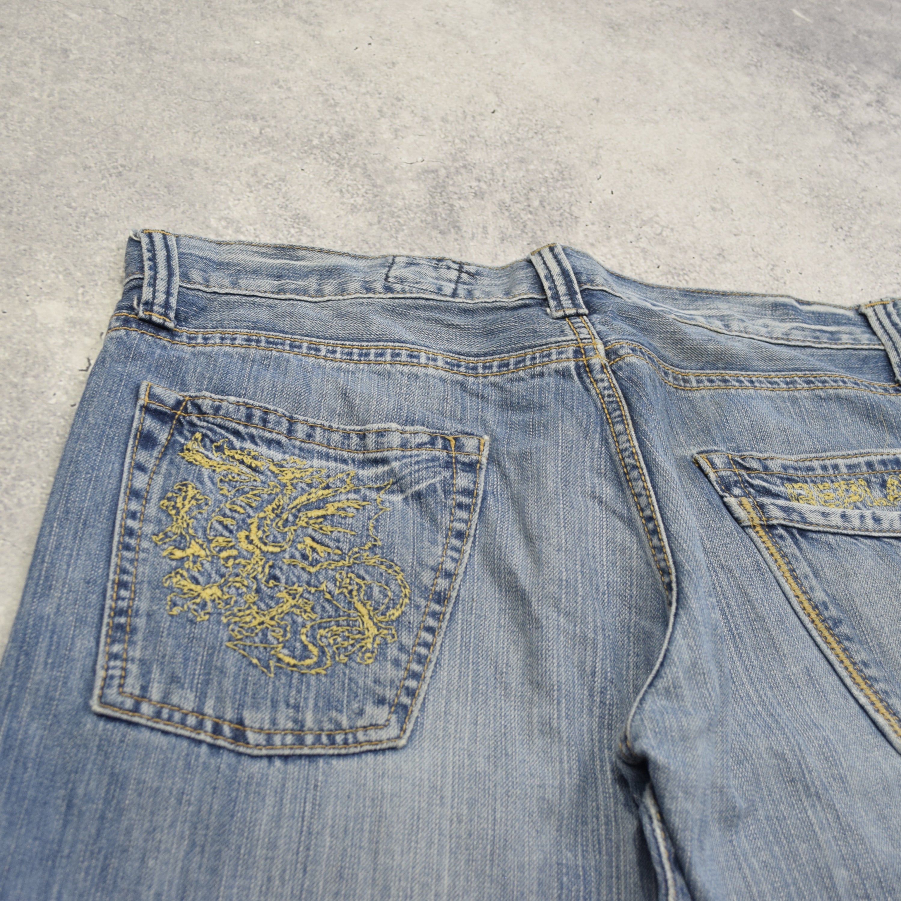 2000s Replay Flared Bottom Embroidered Jeans