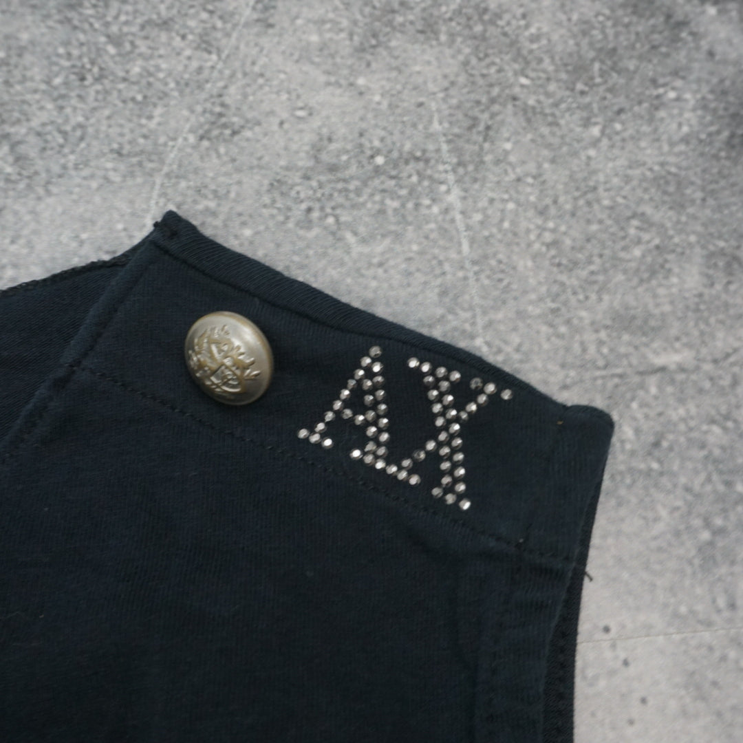 2000s Armani Exchange Cutout Rhinestone Top