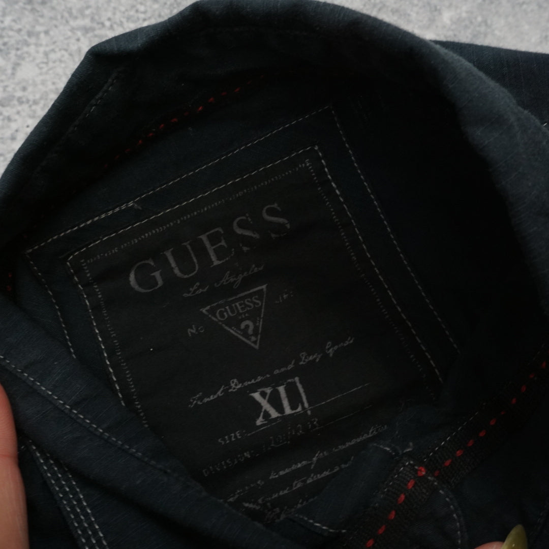 2000s Guess Black Contrast Stitch Shirt