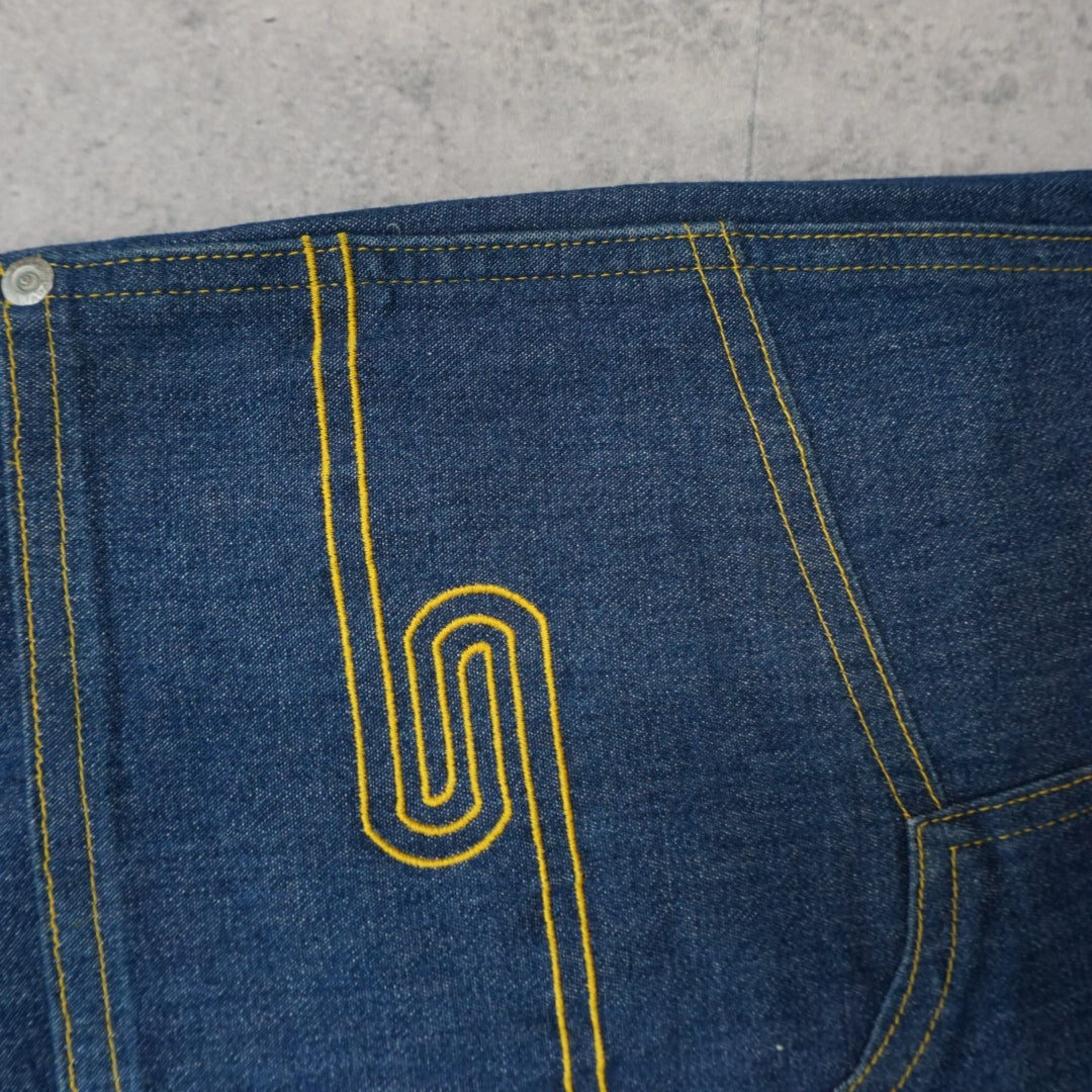 2000s Snug Flare Yellow Stitch Jeans