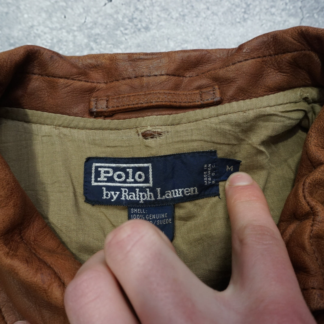90s Polo Ralph Lauren Aviator Leather Jacket