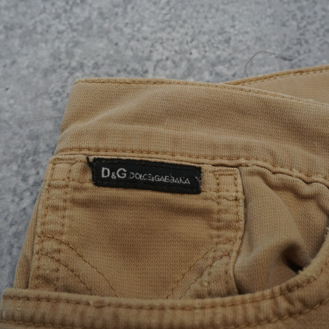 2000s Dolce & Gabbana Tan Flare Jeans