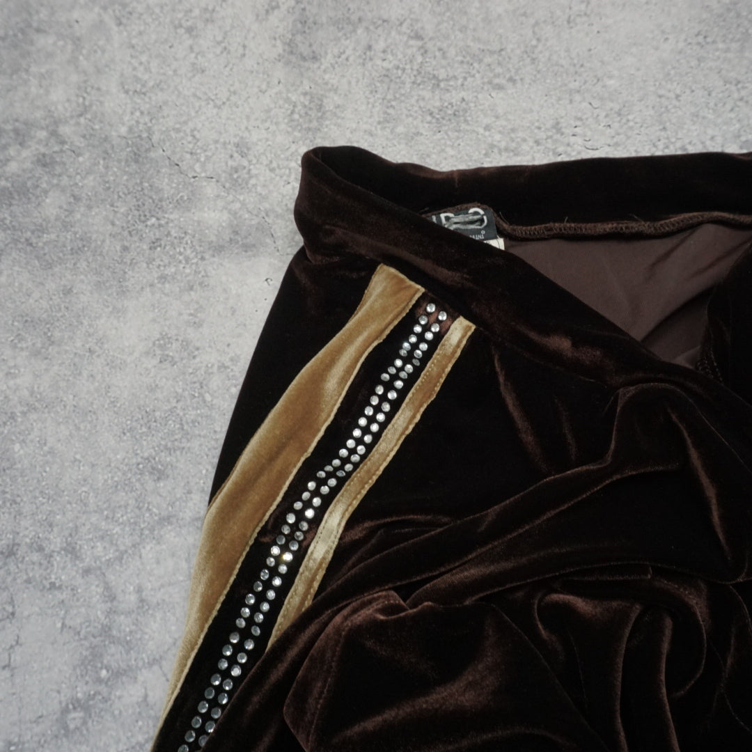 2000s Dolce & Gabbana Velour Rhinestone Pants