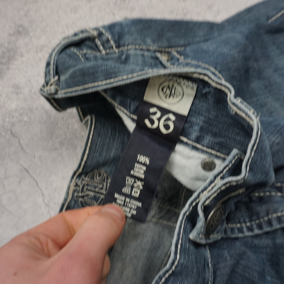 2000s Fleur-de-Lis Embroidered Bootcut Jeans
