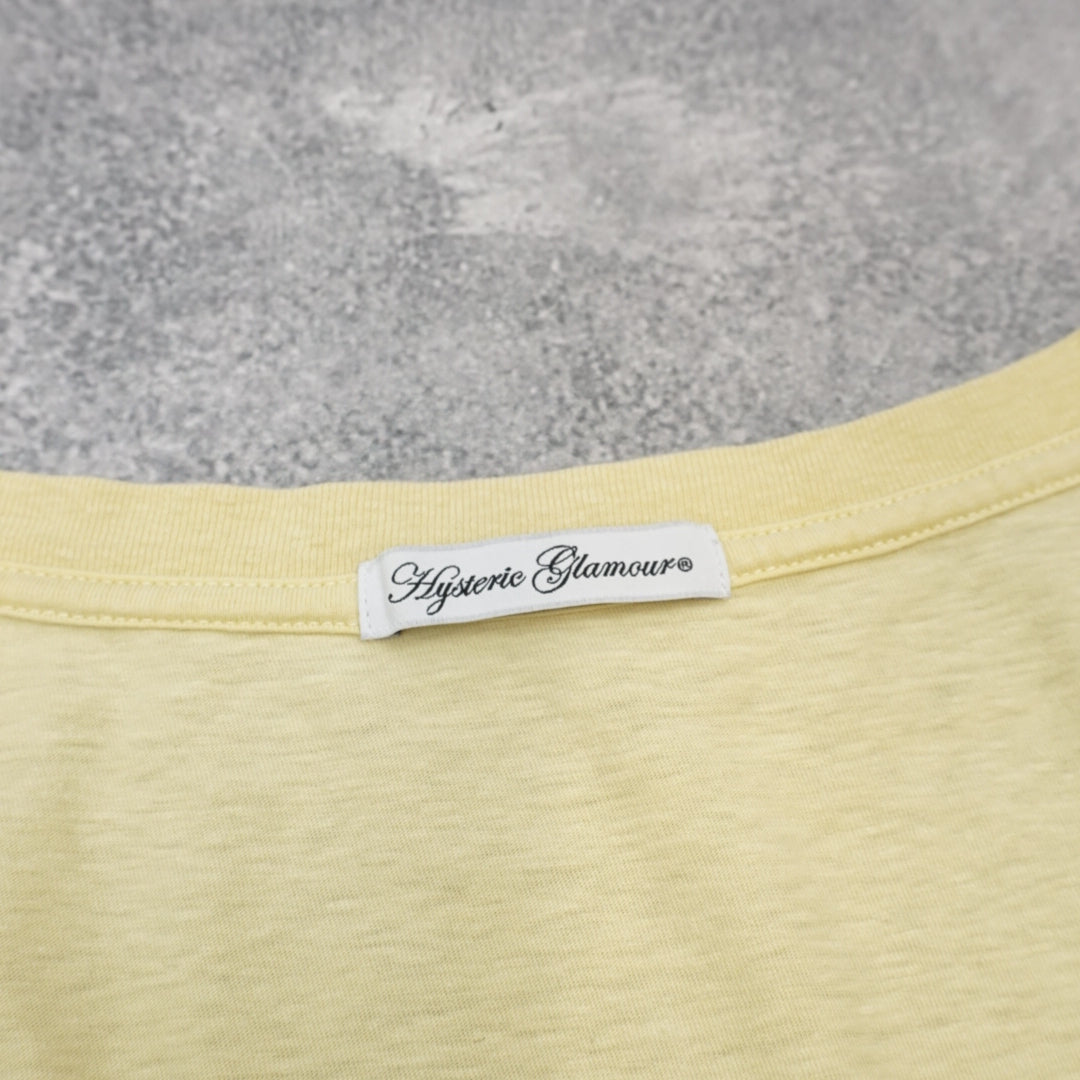 2000s Hysteric Glamour Graphic V-Neck Sequin T-Shirt