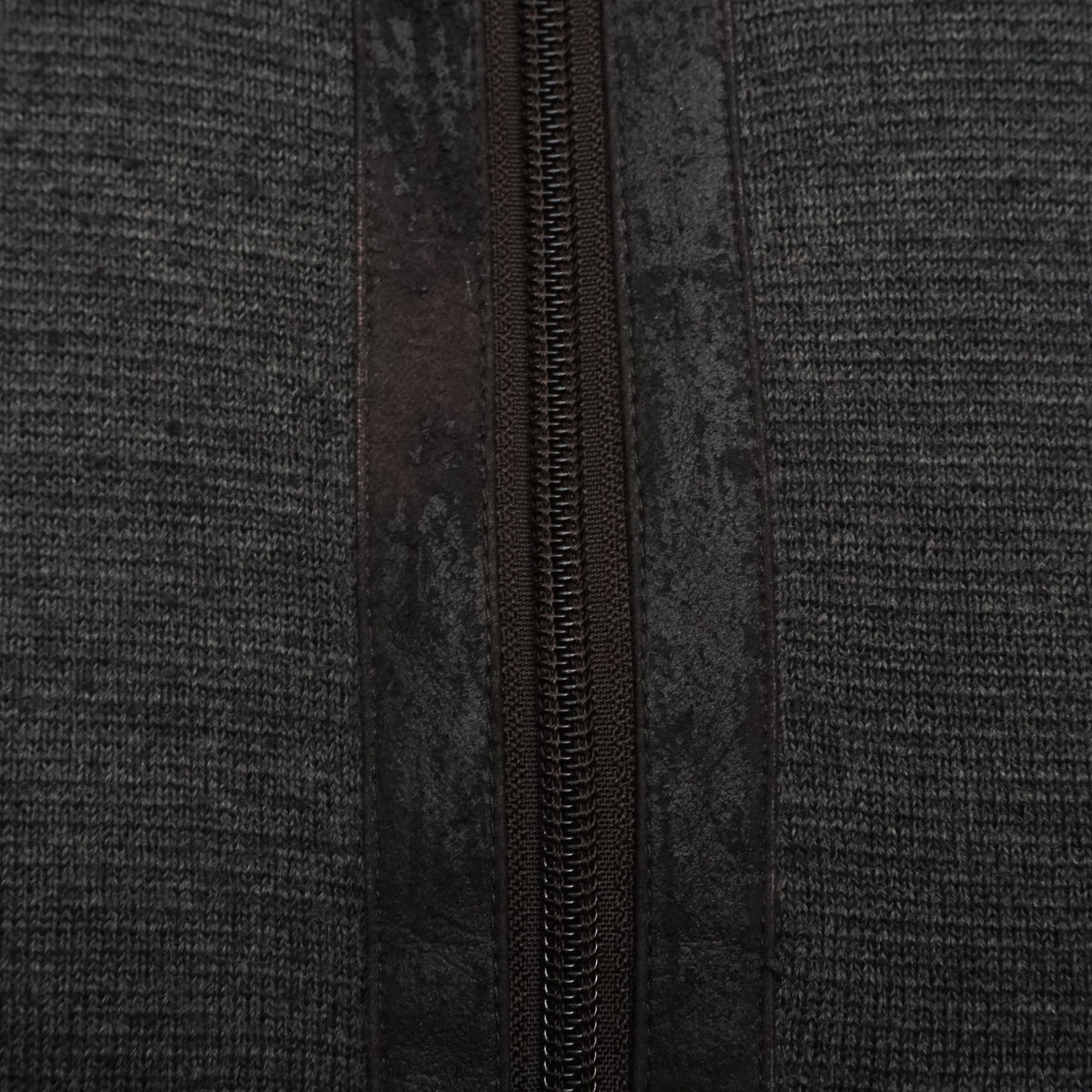 2000s Burberry Black Label Wool Leather Trim Zip Up Knit