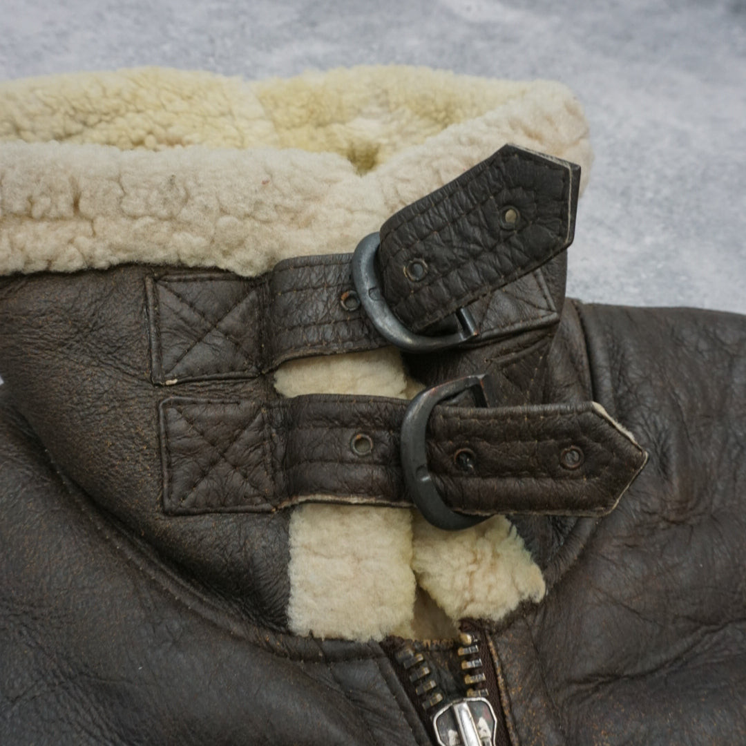 90s Negrato Shearling Aviator Leather Jacket