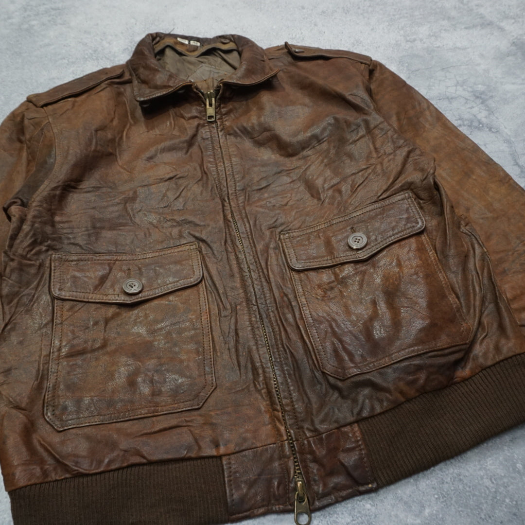 2000s CHIA Aviator Leather Jacket