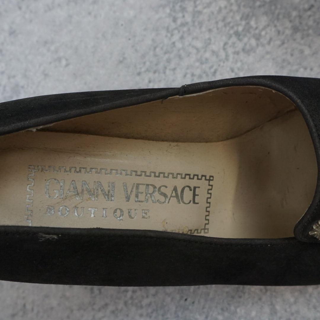 90s Gianni Versace Suede Medusa Heels