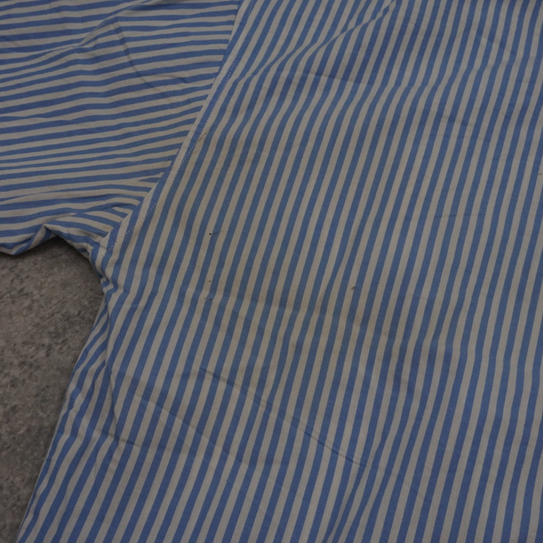 Sixth Avenue Striped Cropped Embroidered Button Up