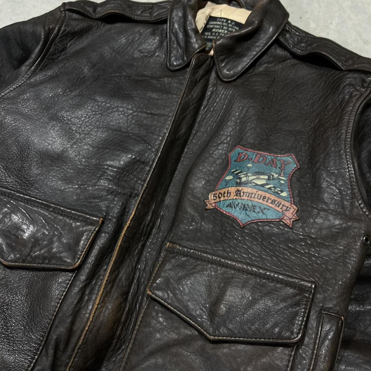 90s Avirex Embroidered Leather Jacket