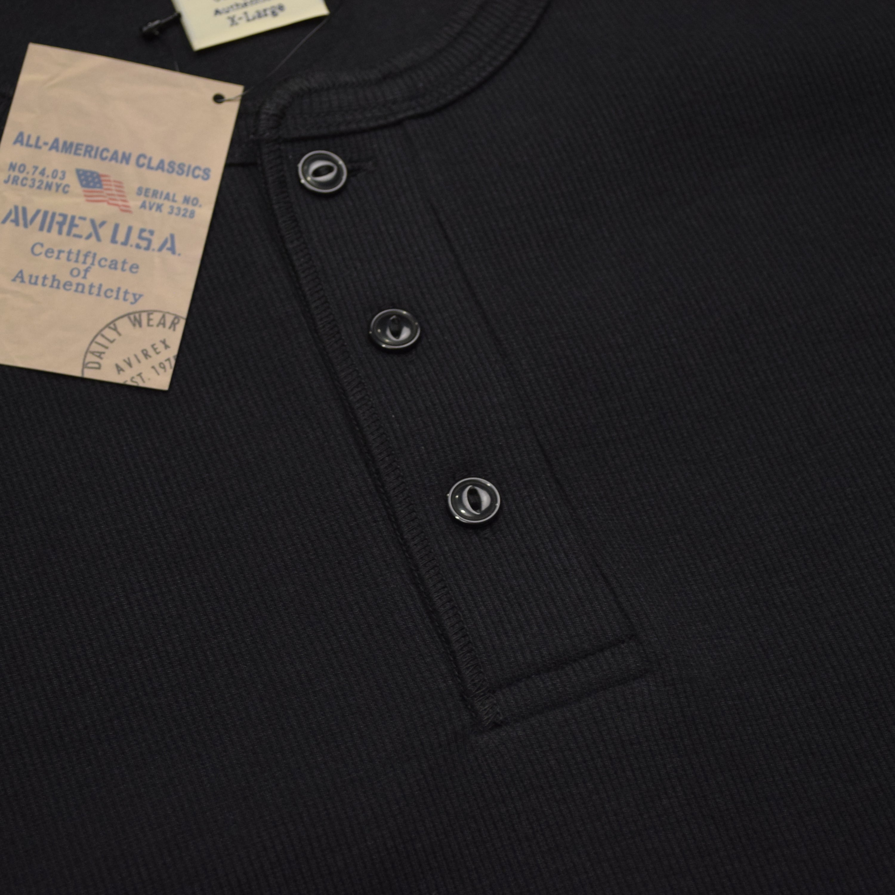 Avirex Ribbed Henley T-Shirt Henley