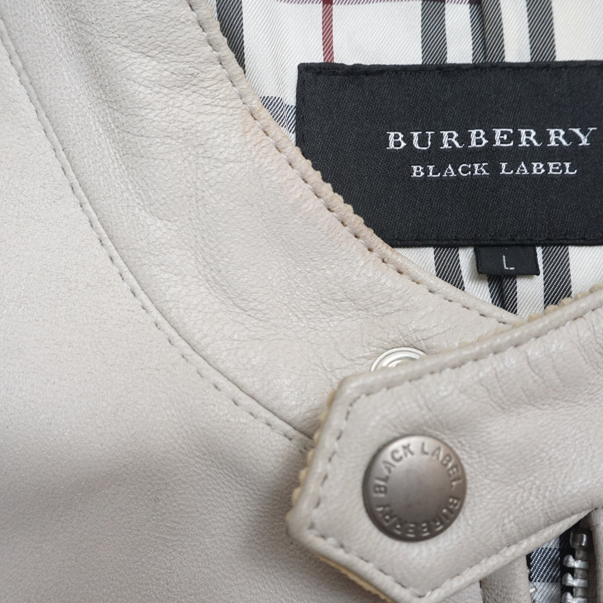 2000s Burberry Cream Leather Jacket