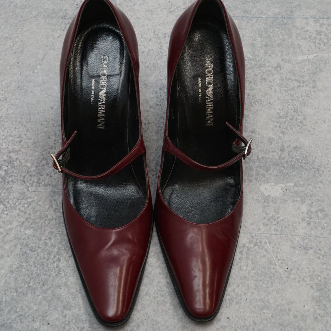 90s Emporio Armani Mary Jane Pointed Toe Heels