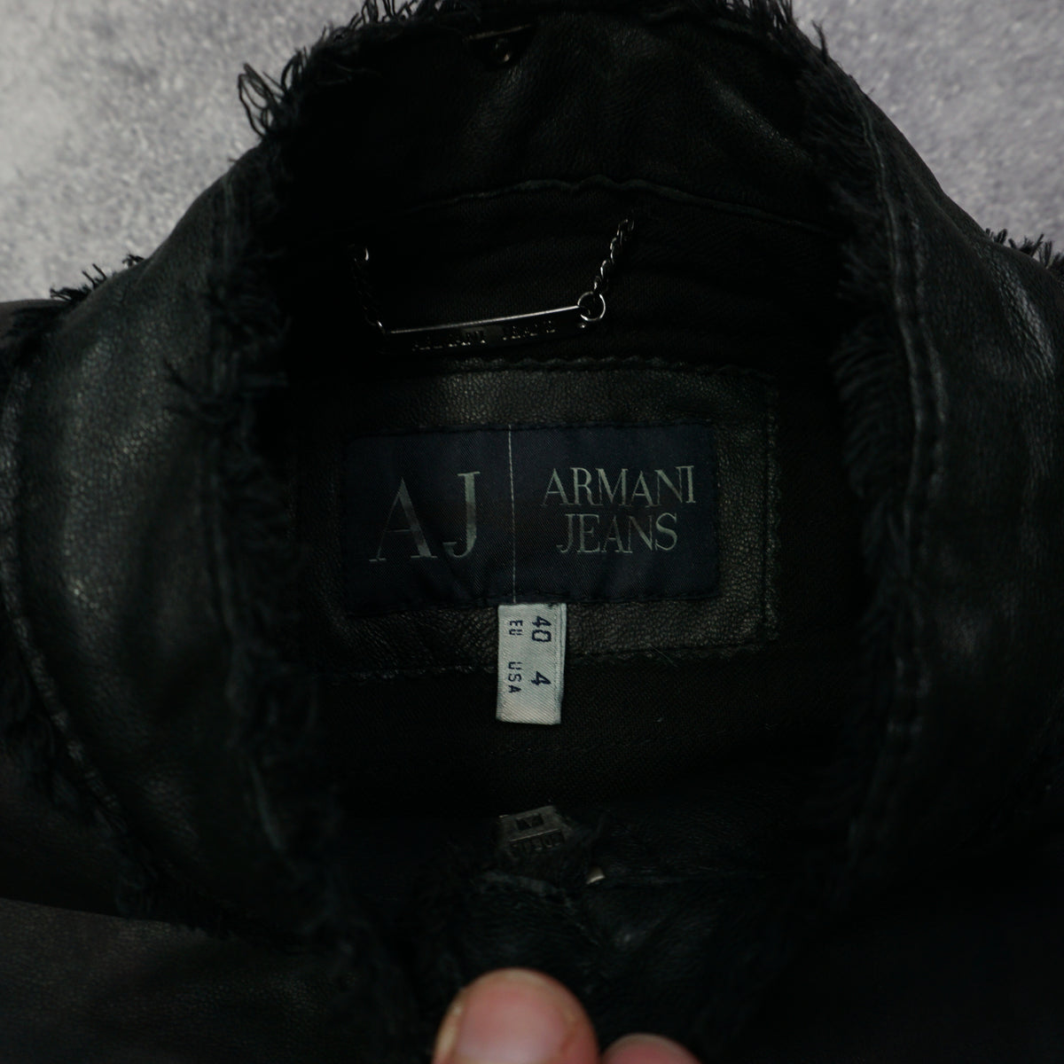 2000s Armani Jeans Embossed Leather Jacket