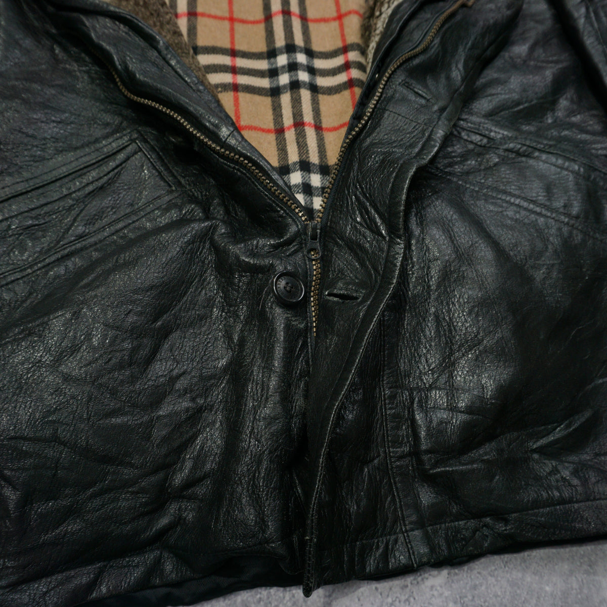 90s Burberry's Lined Leather Coat