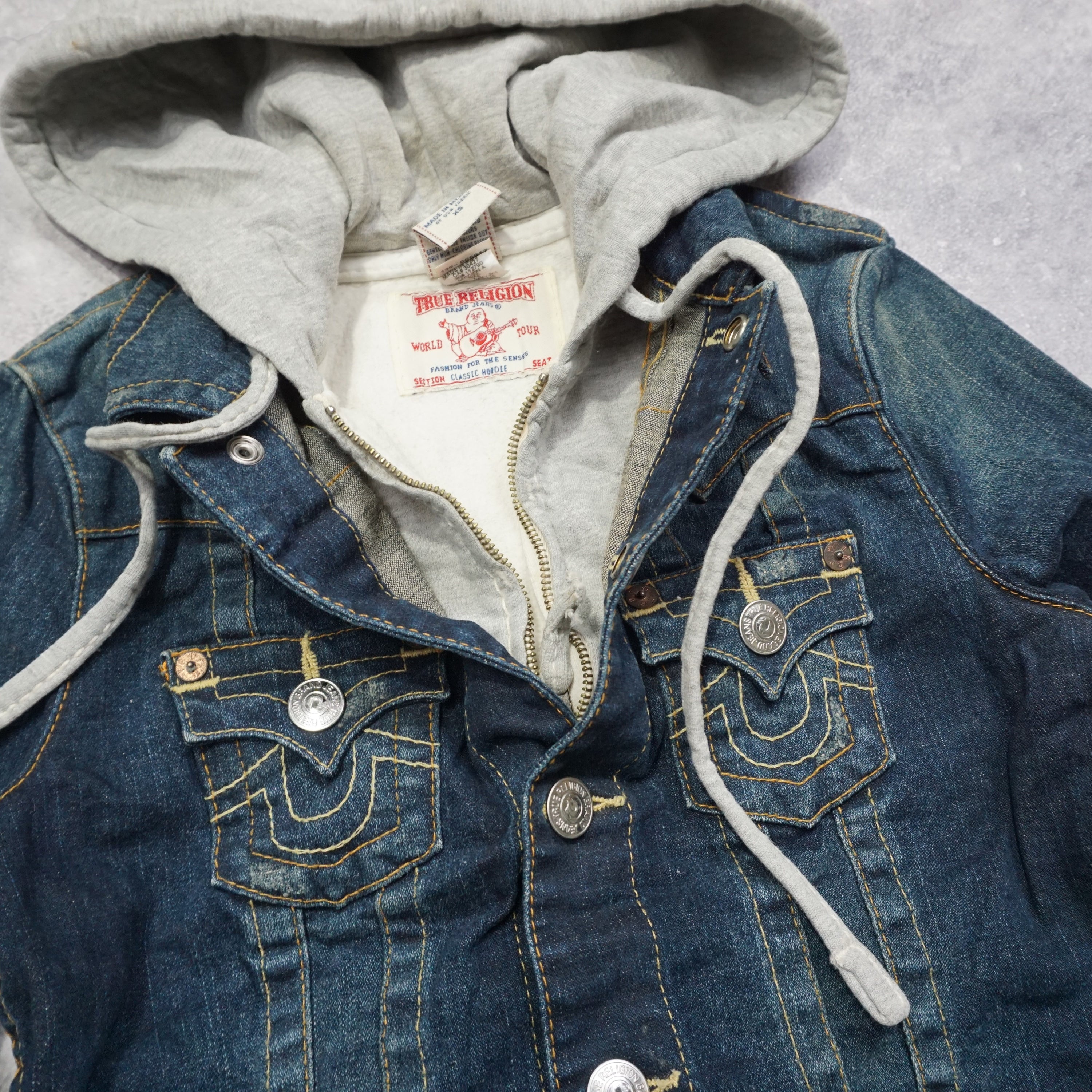 2000s True Religion Hooded Denim Jacket