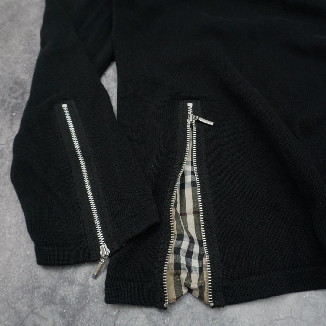 2000s Burberry Black Label Zip Sweater