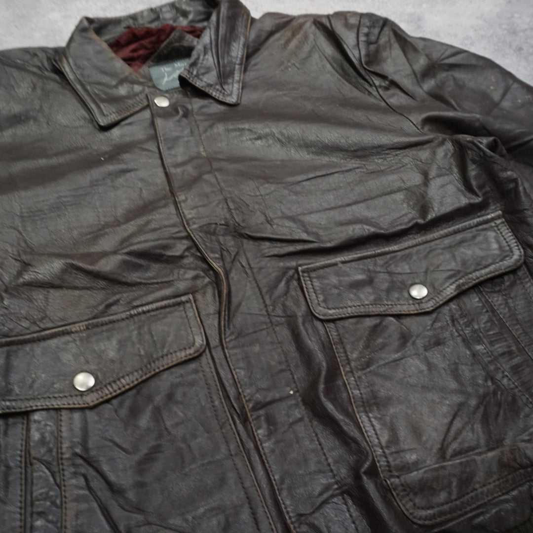 90s The Man's Shop Aviator Leather Jacket