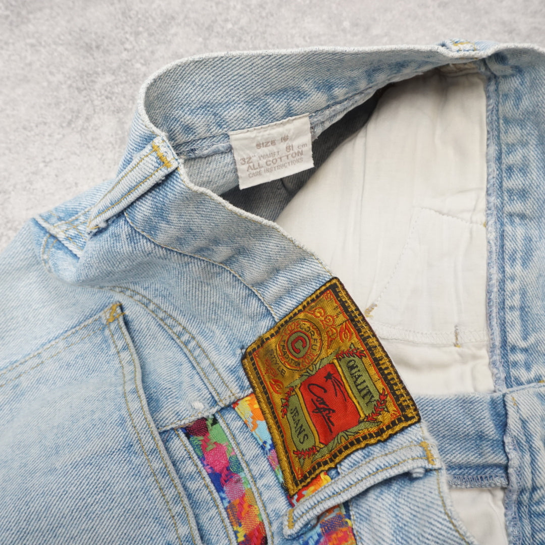 90s Corfu Multicolour Trim High Waist Jeans