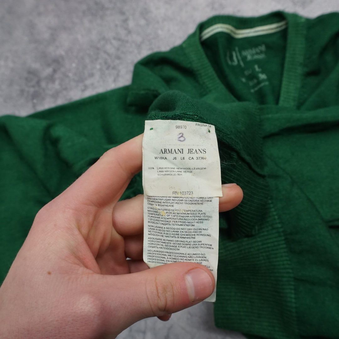 2000s Armani Jeans V-Neck Wool Knit Sweater