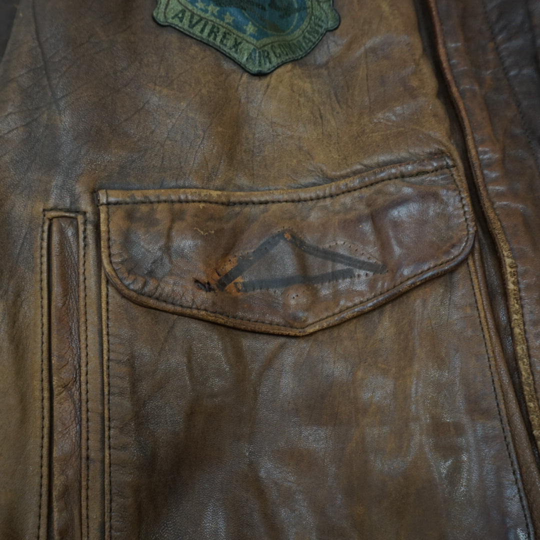 2000s Avirex A-2 Flight Patched Leather Jacket Bomber