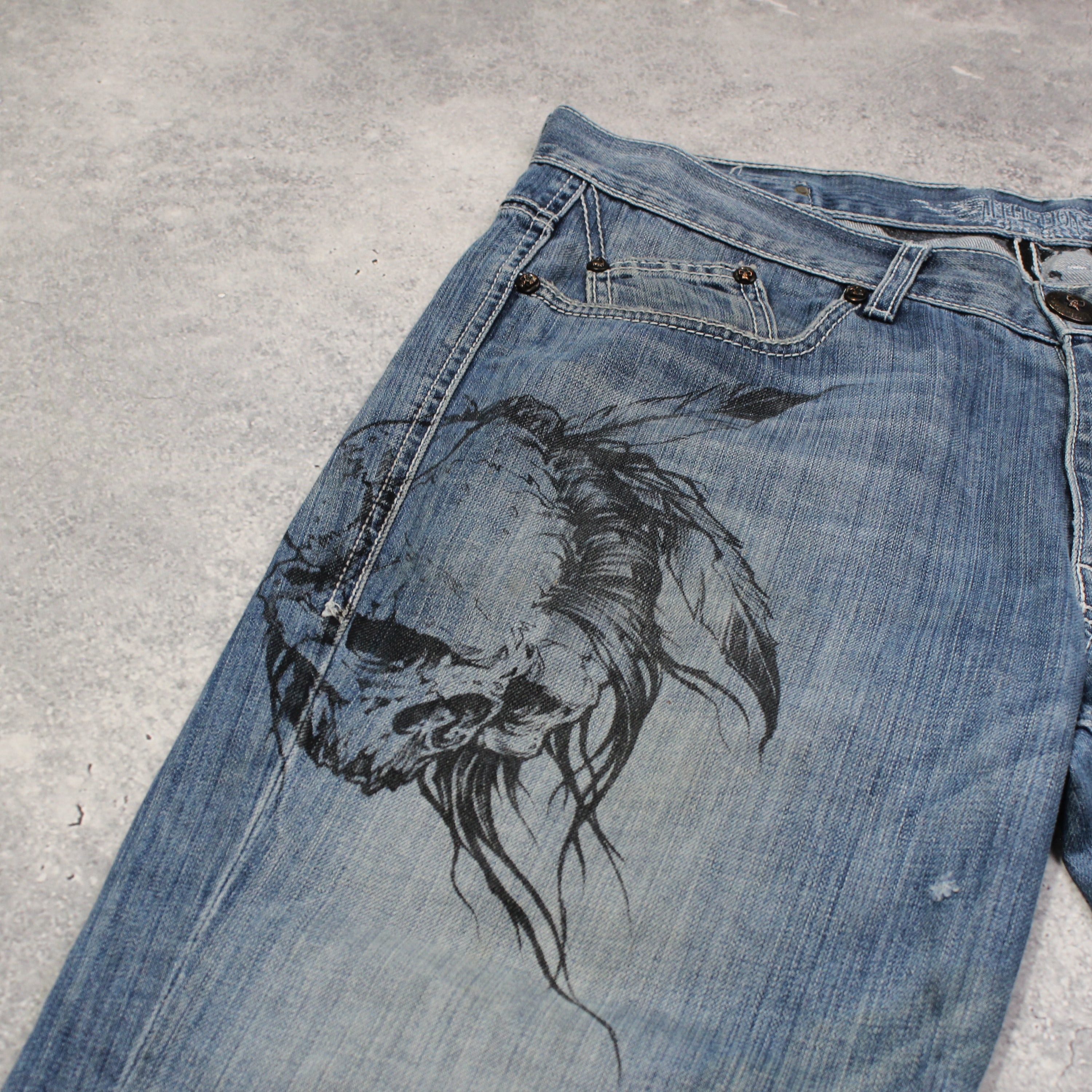 2000s Affliction Skull Printed Jeans