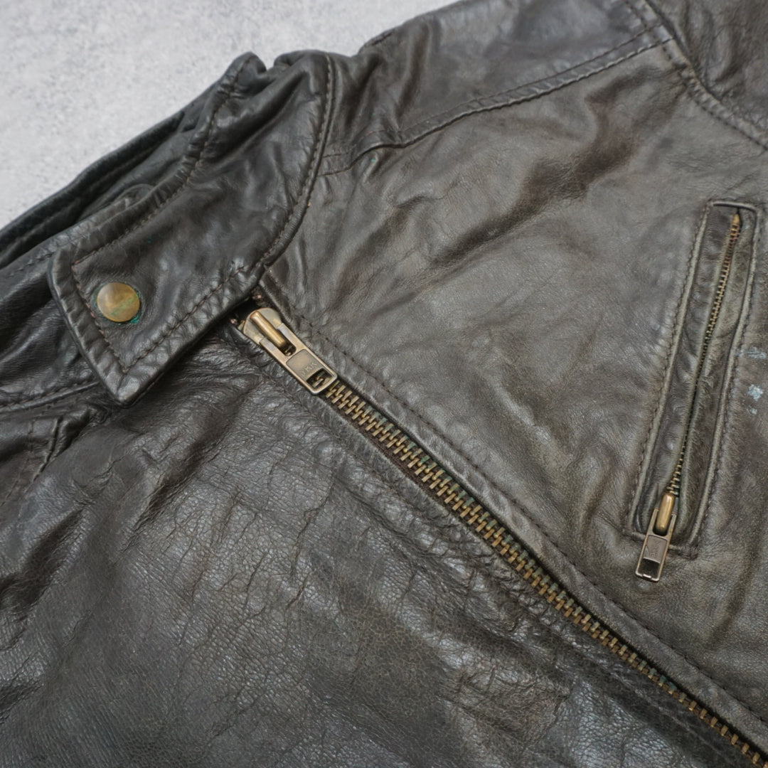 2000s Park by b&c Distressed Leather Jacket