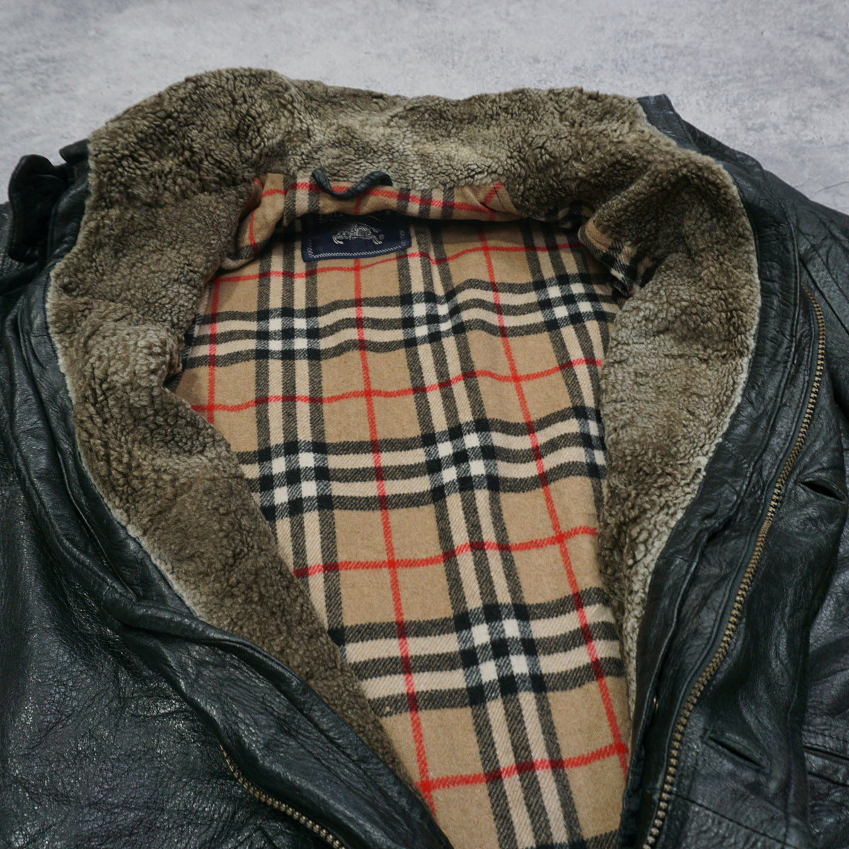 90s Burberry's Lined Leather Coat