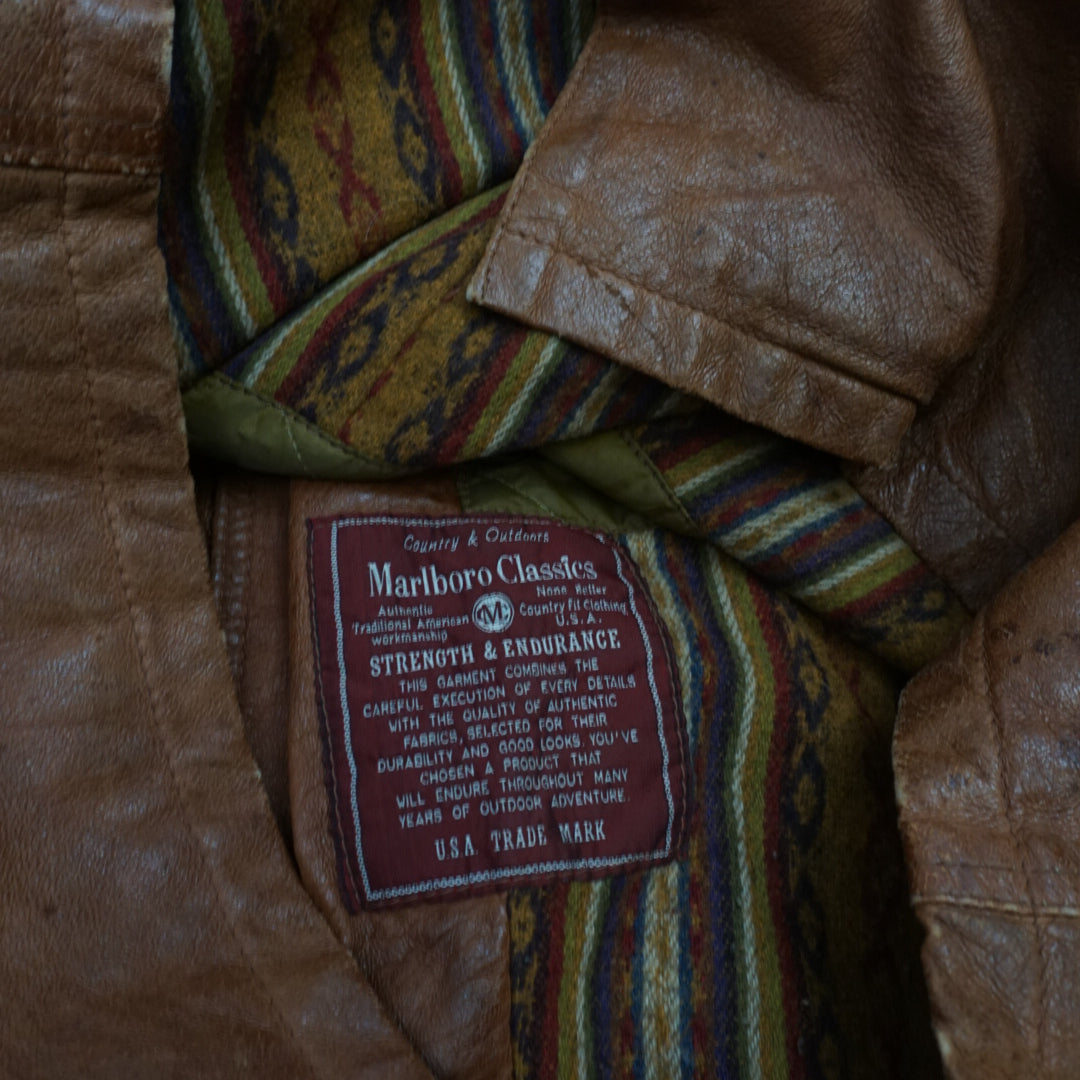 90s Marlboro Classics Quilted Lined Leather Jacket