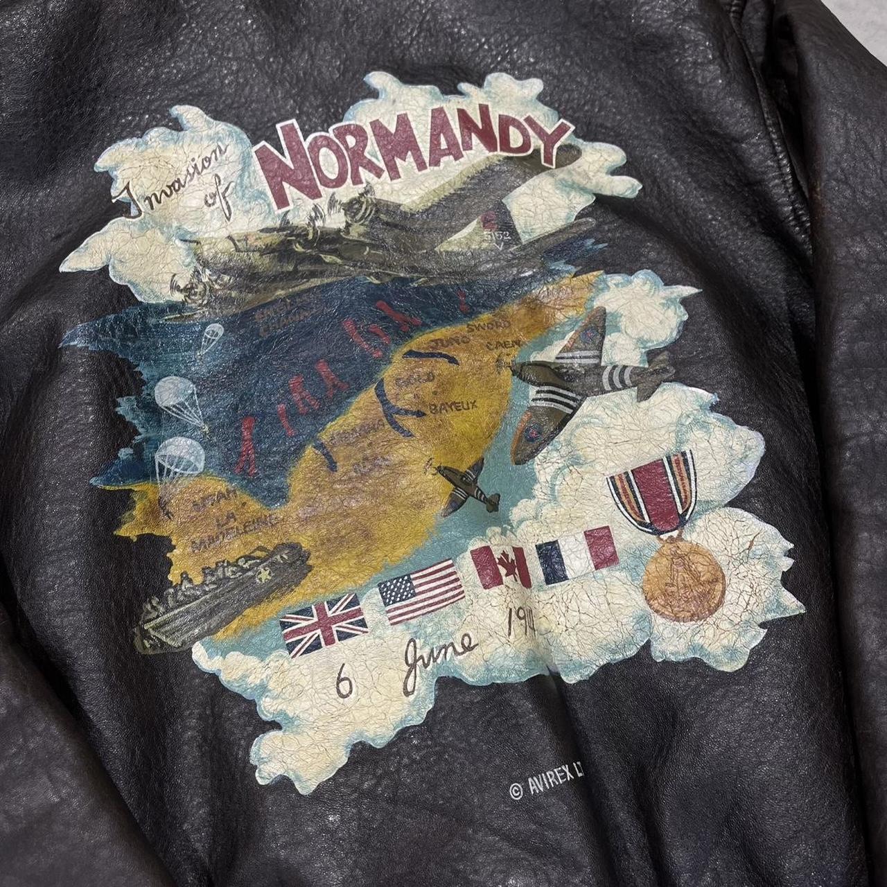 90s Avirex Embroidered Leather Jacket