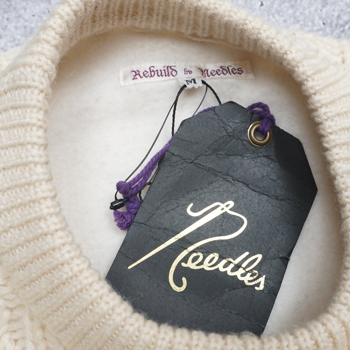 Rebuild By Needles Cable Knit Fleece Panel Sweater